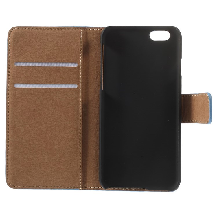 Genuine Split Leather Wallet Stand Cover for iPhone 6s / 6 4.7 inch - Blue-7
