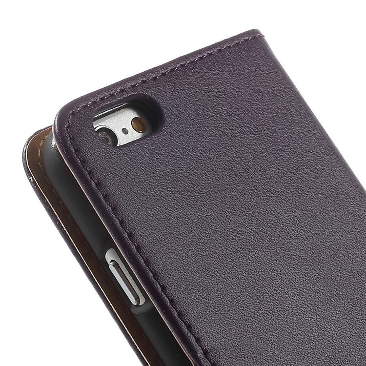 Genuine Split Leather Wallet Stand Cover for iPhone 6s / 6 4.7 inch - Purple -10