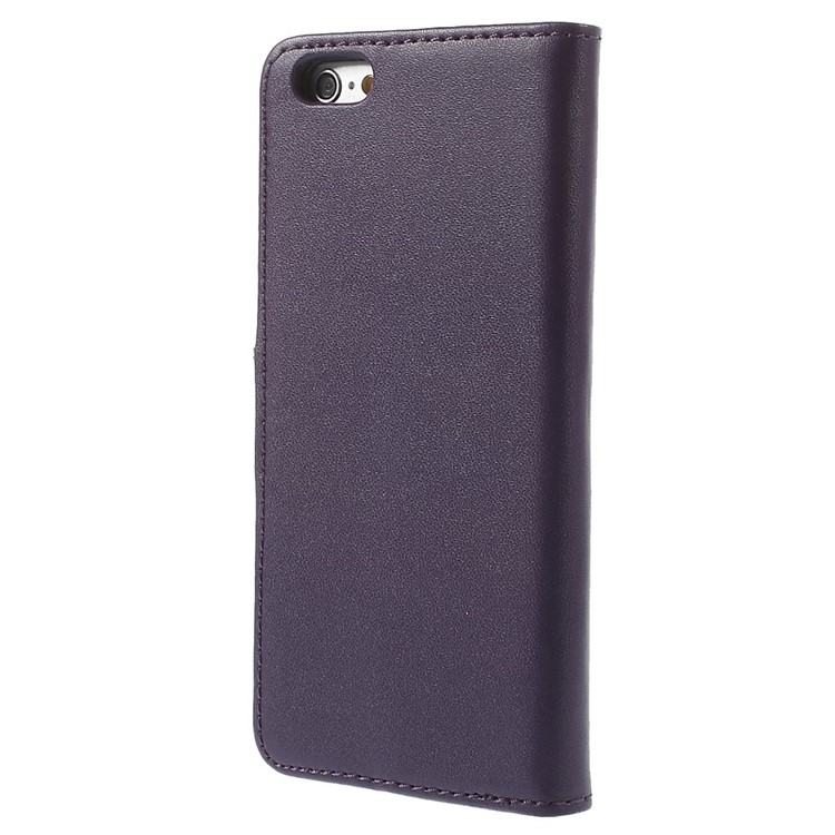 Genuine Split Leather Wallet Stand Cover for iPhone 6s / 6 4.7 inch - Purple -2