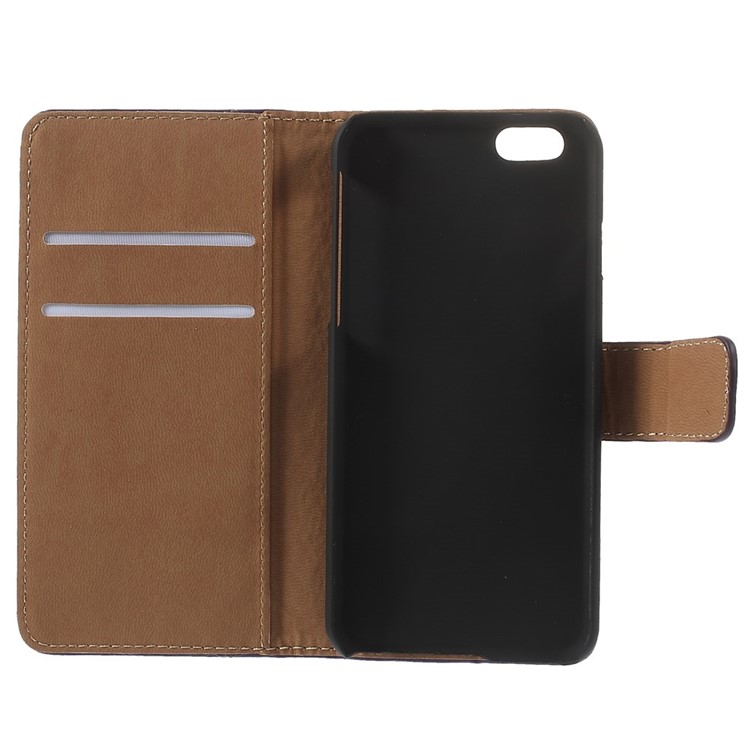 Genuine Split Leather Wallet Stand Cover for iPhone 6s / 6 4.7 inch - Purple -7
