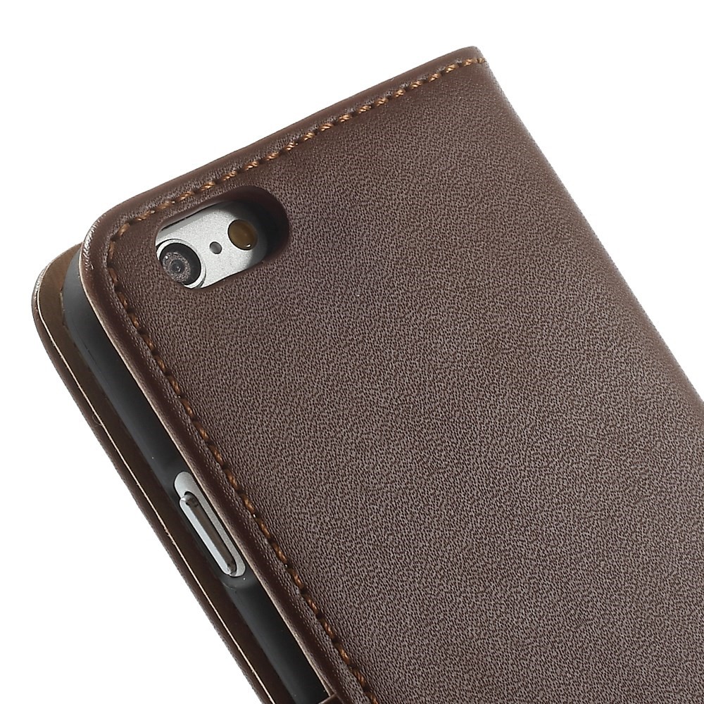 Genuine Split Leather Wallet Stand Cover for iPhone 6s / 6 4.7 inch - Brown-10