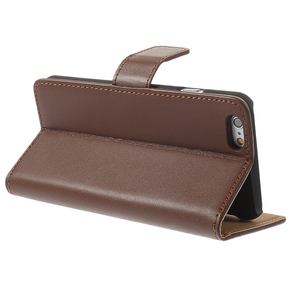 Genuine Split Leather Wallet Stand Cover for iPhone 6s / 6 4.7 inch - Brown-5