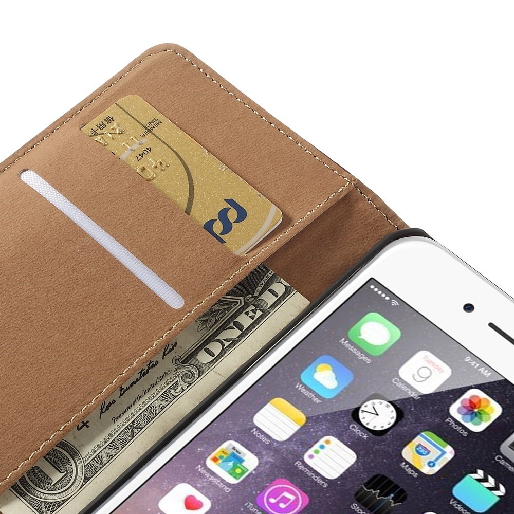 Genuine Split Leather Wallet Stand Cover for iPhone 6s / 6 4.7 inch - Brown-8