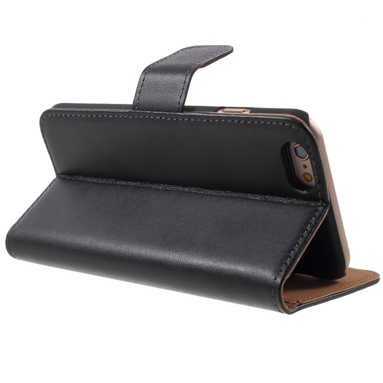 Genuine Split Leather Wallet Case for iPhone 6s 6 4.7 inch with Stand - Black-4