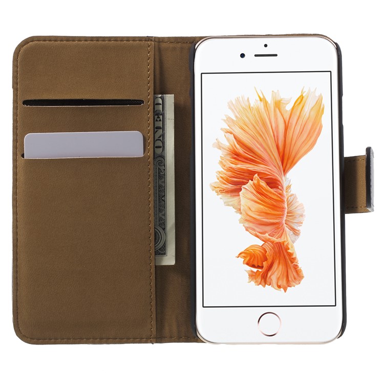 Genuine Split Leather Wallet Case for iPhone 6s 6 4.7 inch with Stand - Black-5