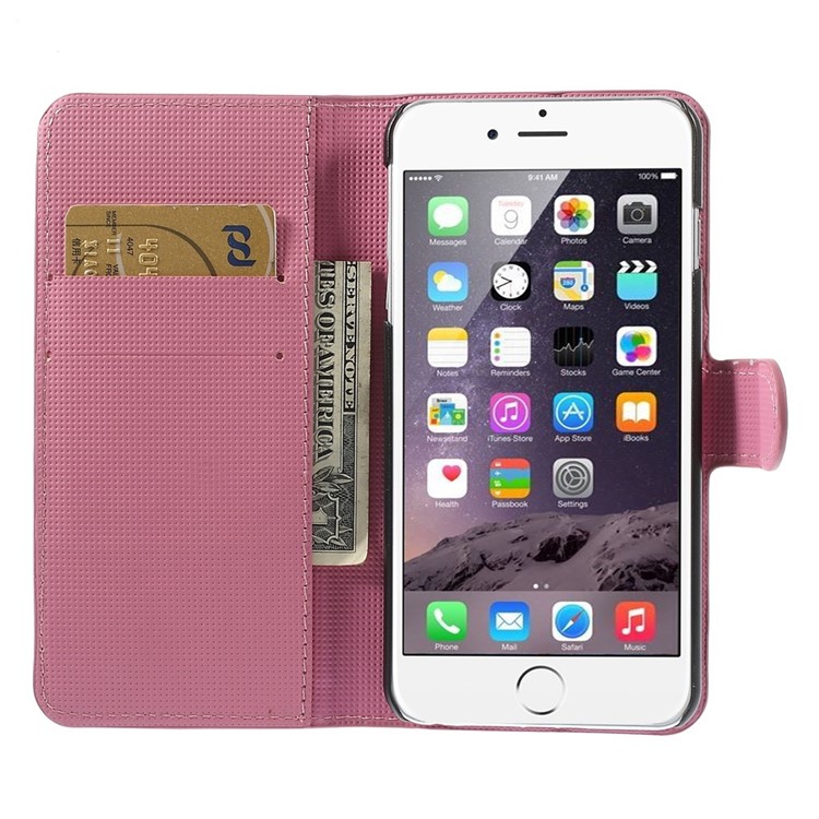 Pink Plum Wallet Leather Stand Case for iPhone 6 Plus 5.5 inch-6