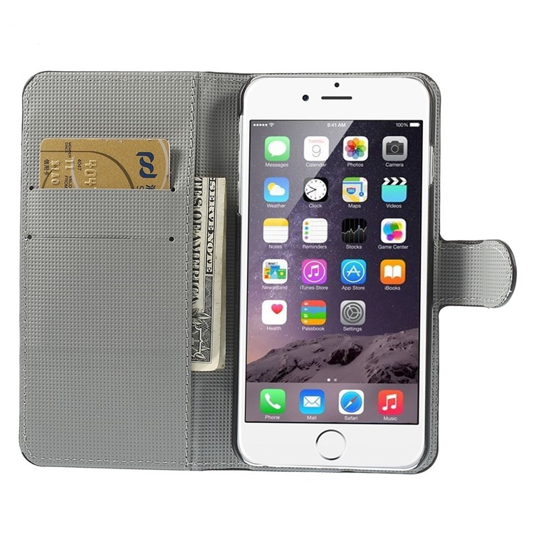 Paisley Flowers Wallet Leather Skin Cover for iPhone 6 Plus 5.5 inch-6