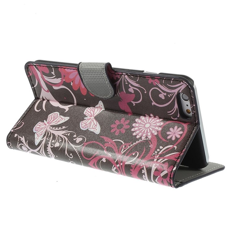 Butterfly & Flower for iPhone 6 Plus 5.5 inch Stand Leather Protective Cover-5