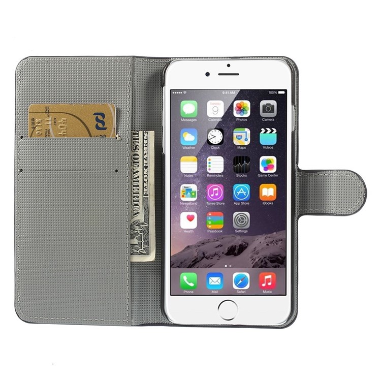 Butterfly & Flower for iPhone 6 Plus 5.5 inch Stand Leather Protective Cover-6
