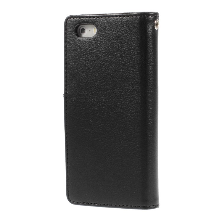 Mercury GOOSPERY Rich Diary Leather Card Holder Case for iPhone SE 5s 5 - Black-2