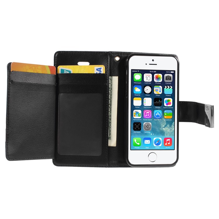 Mercury GOOSPERY Rich Diary Leather Card Holder Case for iPhone SE 5s 5 - Black-3