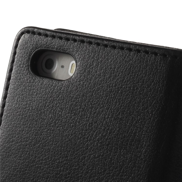 Mercury GOOSPERY Rich Diary Leather Card Holder Case for iPhone SE 5s 5 - Black-5