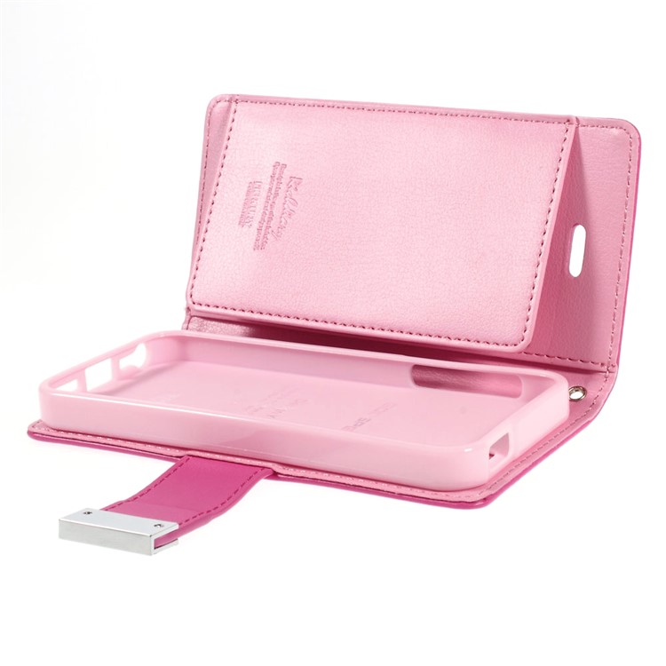 Mercury GOOSPERY Rich Diary Leather Card Holder Case for iPhone SE 5s 5 - Rose-7