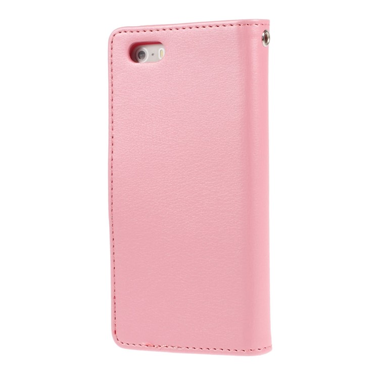 Mercury GOOSPERY Rich Diary Leather Card Holder Cover for iPhone SE 5s 5 - Pink-2