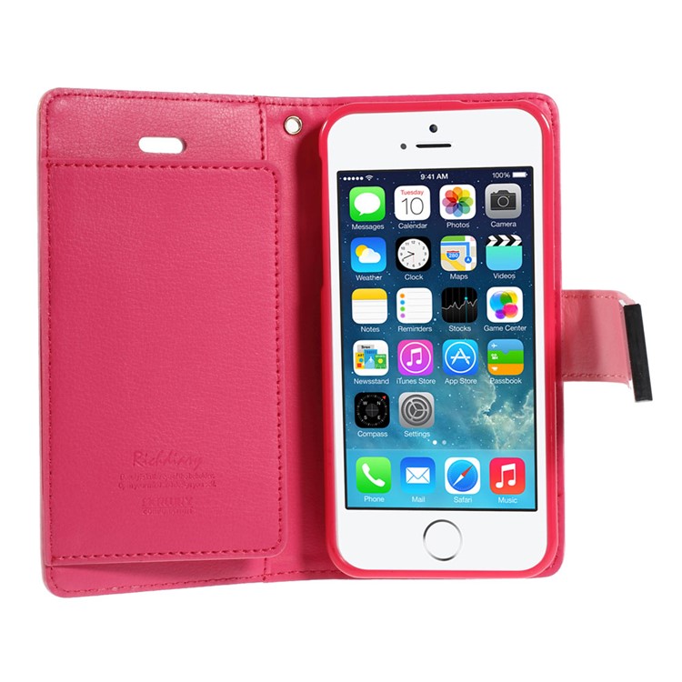 Mercury GOOSPERY Rich Diary Leather Card Holder Cover for iPhone SE 5s 5 - Pink-4