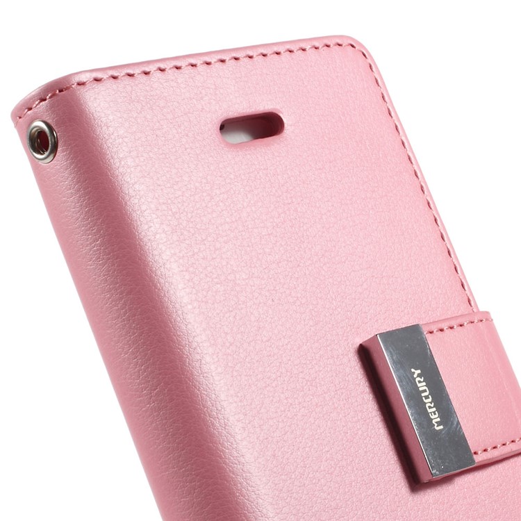 Mercury GOOSPERY Rich Diary Leather Card Holder Cover for iPhone SE 5s 5 - Pink-5