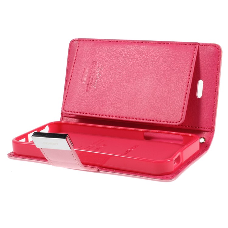 Mercury GOOSPERY Rich Diary Leather Card Holder Cover for iPhone SE 5s 5 - Pink-7