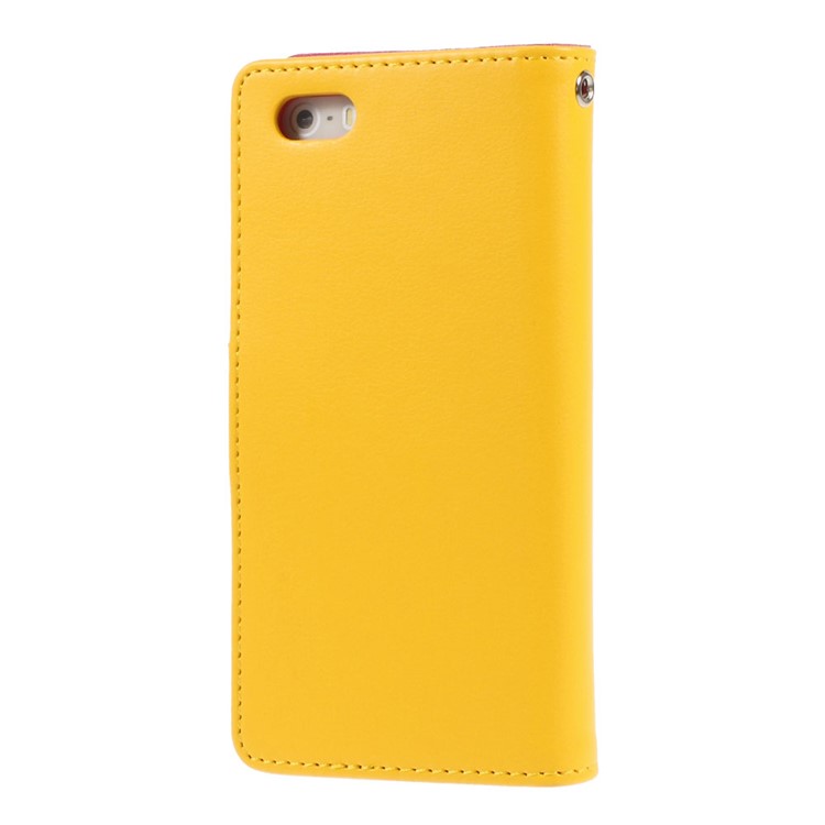 Mercury GOOSPERY Rich Diary Leather Card Holder Cover for iPhone SE 5s 5 - Yellow-2