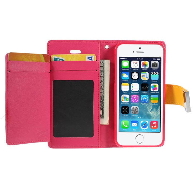 Mercury GOOSPERY Rich Diary Leather Card Holder Cover for iPhone SE 5s 5 - Yellow-3