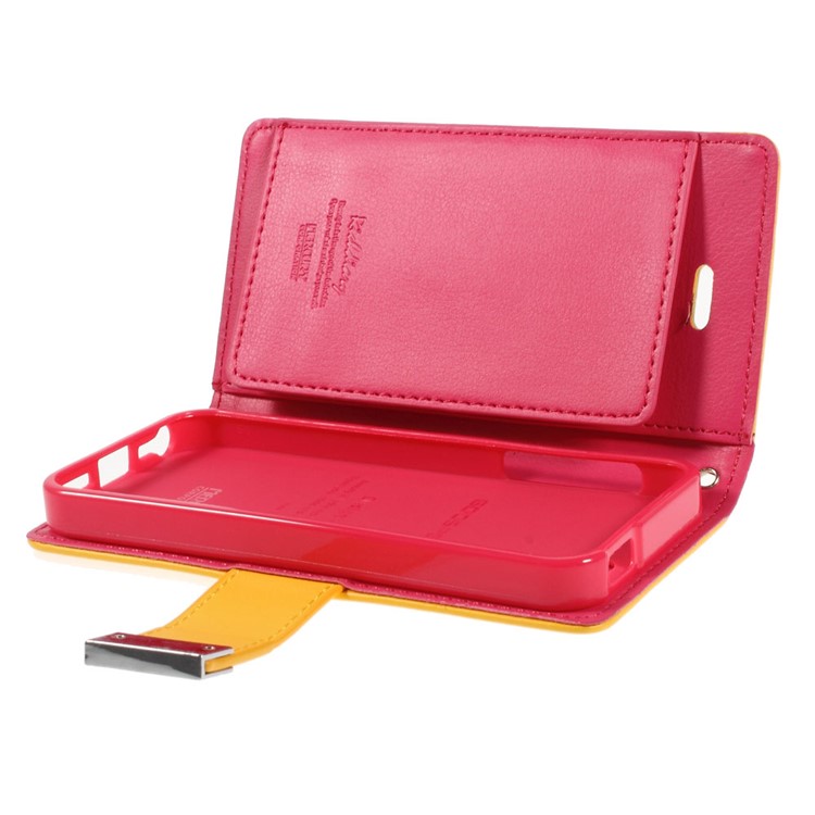 Mercury GOOSPERY Rich Diary Leather Card Holder Cover for iPhone SE 5s 5 - Yellow-7