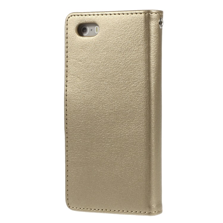 Mercury GOOSPERY Rich Diary Leather Card Holder Shell for iPhone SE 5s 5 - Champagne-2