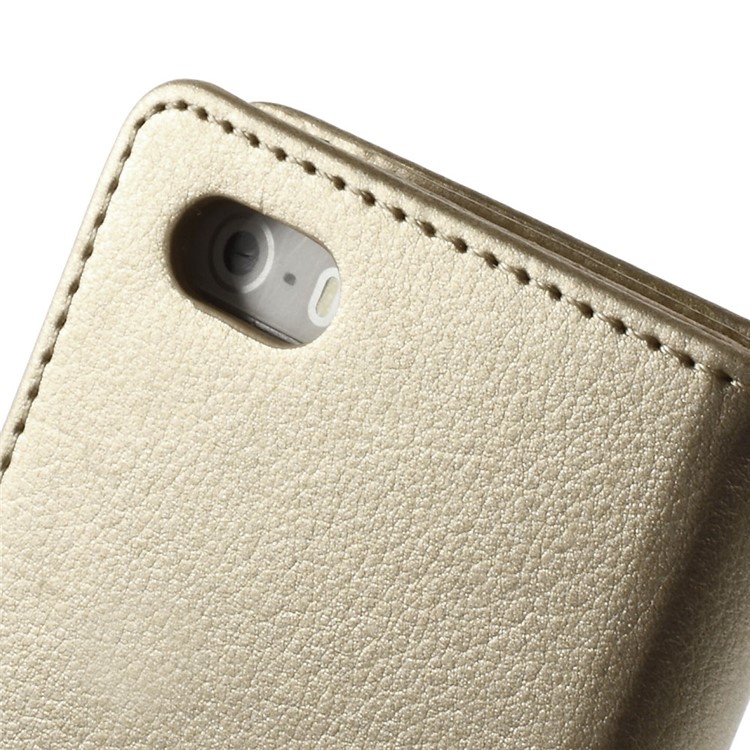 Mercury GOOSPERY Rich Diary Leather Card Holder Shell for iPhone SE 5s 5 - Champagne-5