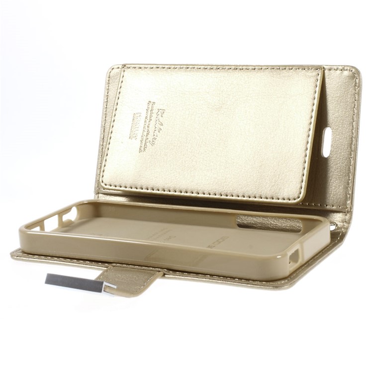 Mercury GOOSPERY Rich Diary Leather Card Holder Shell for iPhone SE 5s 5 - Champagne-7