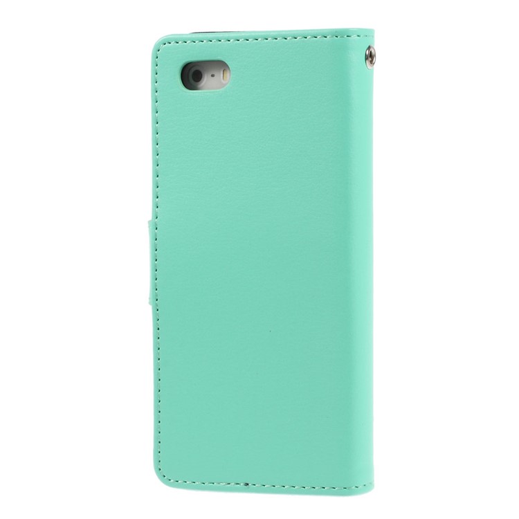 Mercury GOOSPERY Rich Diary Leather Card Holder Case for iPhone SE 5s 5 - Cyan-2