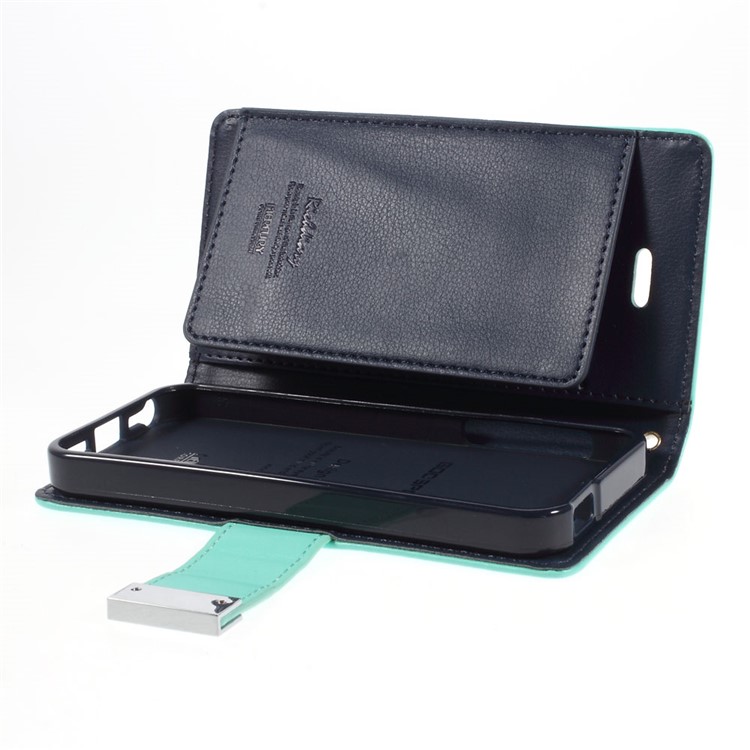Mercury GOOSPERY Rich Diary Leather Card Holder Case for iPhone SE 5s 5 - Cyan-7
