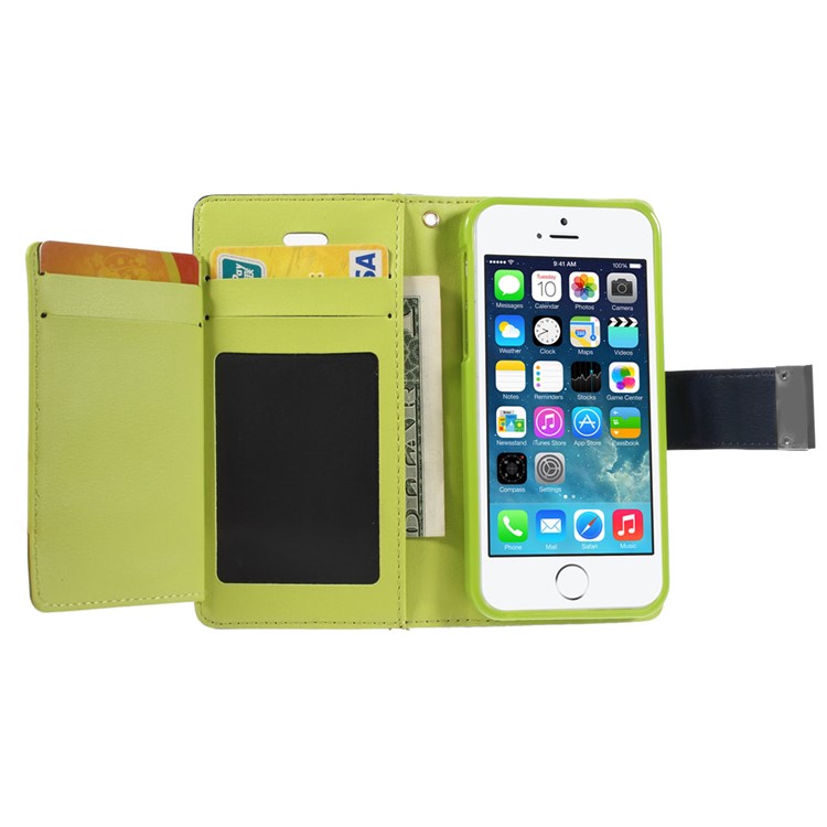 Mercury GOOSPERY Rich Diary Leather Card Holder Case Shell for iPhone SE 5s 5 - Dark Blue-3