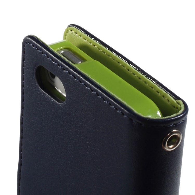 Mercury GOOSPERY Rich Diary Leather Card Holder Case Shell for iPhone SE 5s 5 - Dark Blue-5