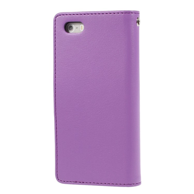 Mercury GOOSPERY Rich Diary Leather Card Holder Cover Shell for iPhone SE 5s 5 - Purple-2