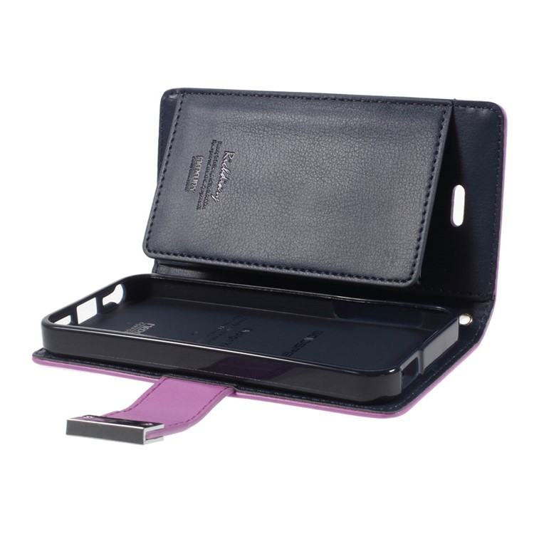 Mercury GOOSPERY Rich Diary Leather Card Holder Cover Shell for iPhone SE 5s 5 - Purple-7