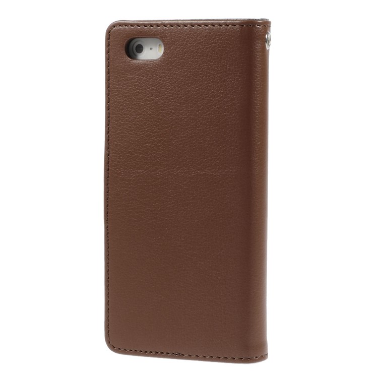 Mercury GOOSPERY Rich Diary Leather Card Holder Case for iPhone SE 5s 5 - Brown-2