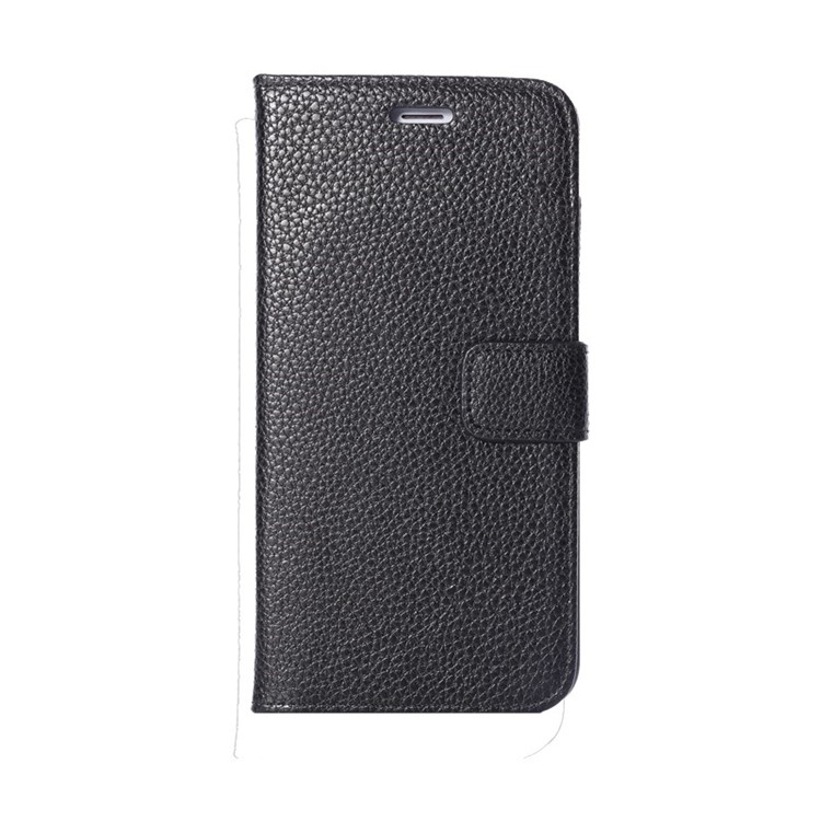Litchi Leather Wallet Bracket Case for iPhone 6s Plus / 6 Plus - Black-3