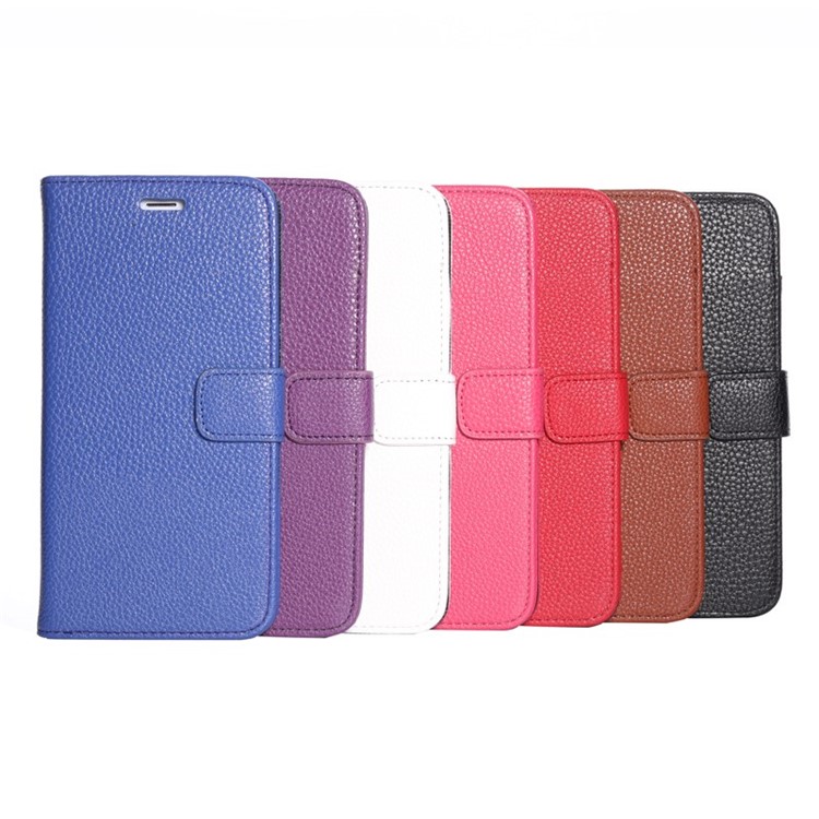 Litchi Leather Wallet Bracket Case for iPhone 6s Plus / 6 Plus - Black-6