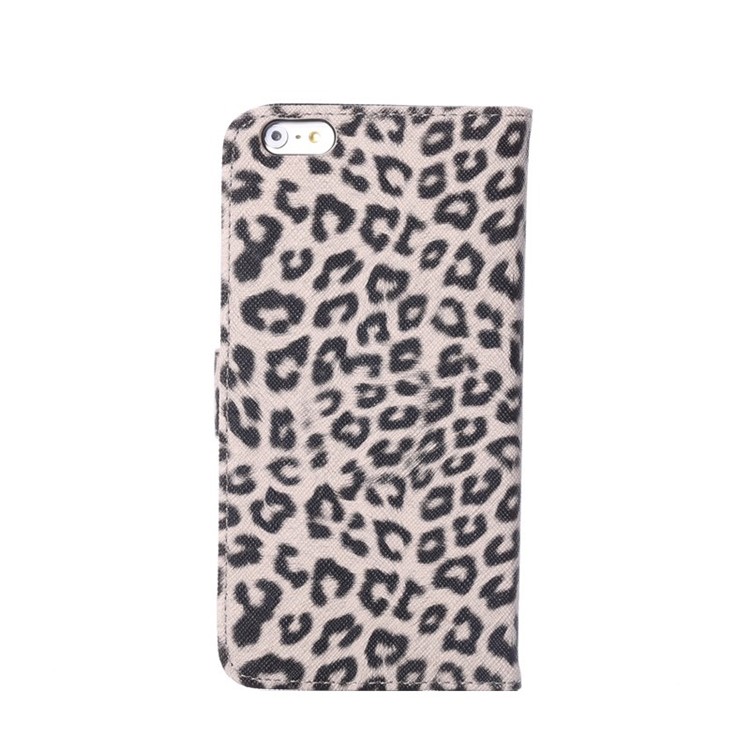 Leopard Texture Leather Wallet Cover for iPhone 6s Plus / 6 Plus w/ Stand - Beige-4
