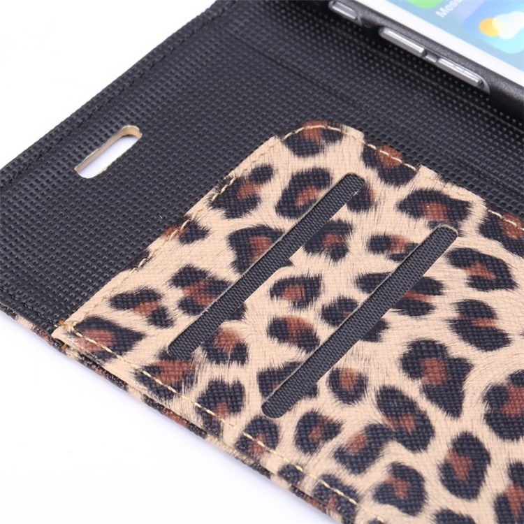 Leopard Wallet Leather Case for iPhone 6s Plus / 6 Plus w/ Stand - Brown-13