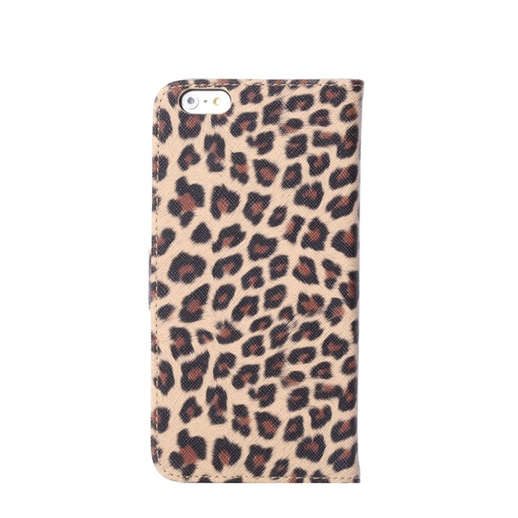 Leopard Wallet Leather Case for iPhone 6s Plus / 6 Plus w/ Stand - Brown-3