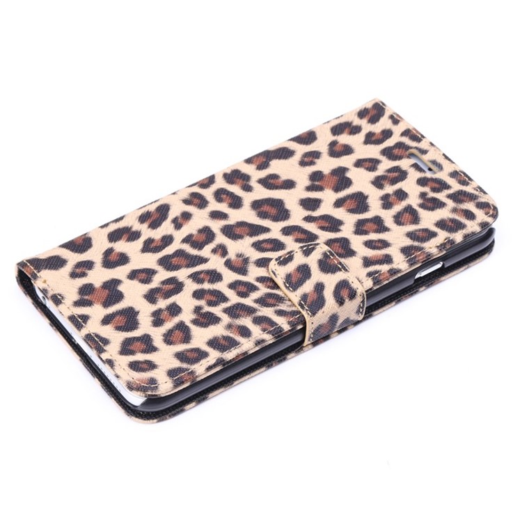 Leopard Wallet Leather Case for iPhone 6s Plus / 6 Plus w/ Stand - Brown-4