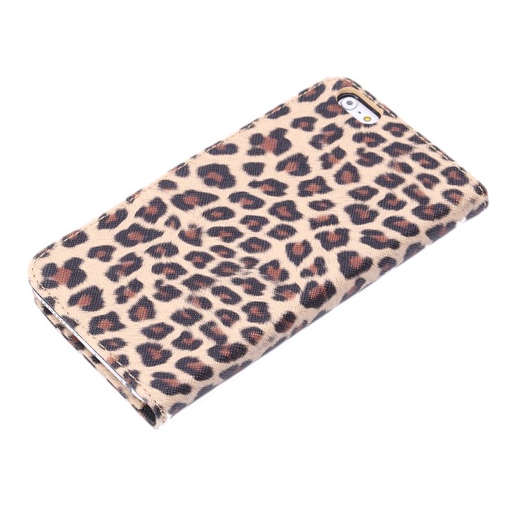 Leopard Wallet Leather Case for iPhone 6s Plus / 6 Plus w/ Stand - Brown-5