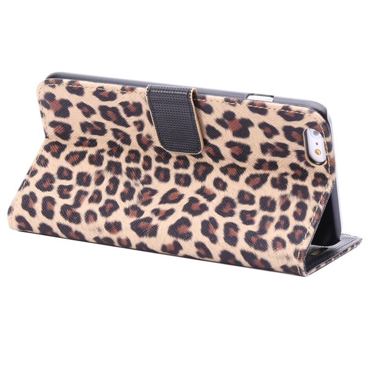 Leopard Wallet Leather Case for iPhone 6s Plus / 6 Plus w/ Stand - Brown-7