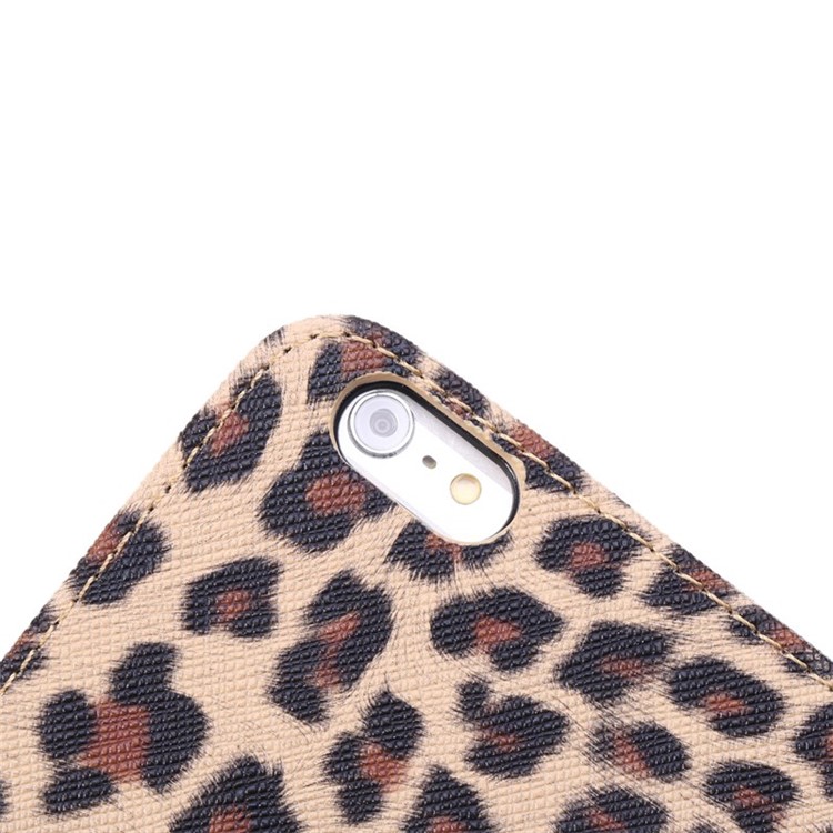 Leopard Wallet Leather Case for iPhone 6s Plus / 6 Plus w/ Stand - Brown-9