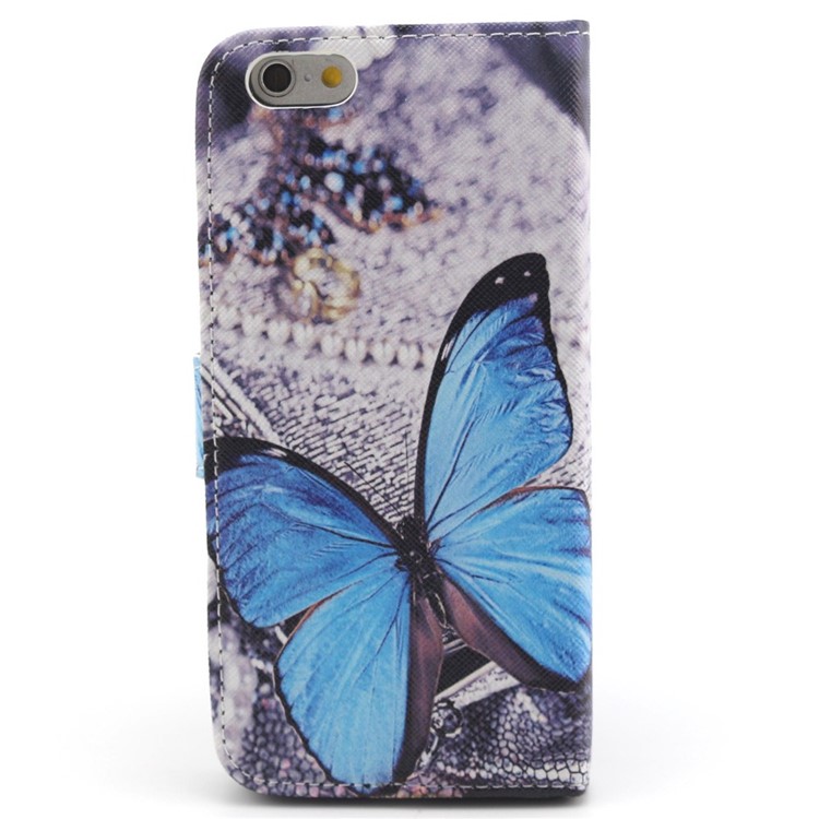 Blue Butterfly PU Leather Protective Case for iPhone 6s / 6-2