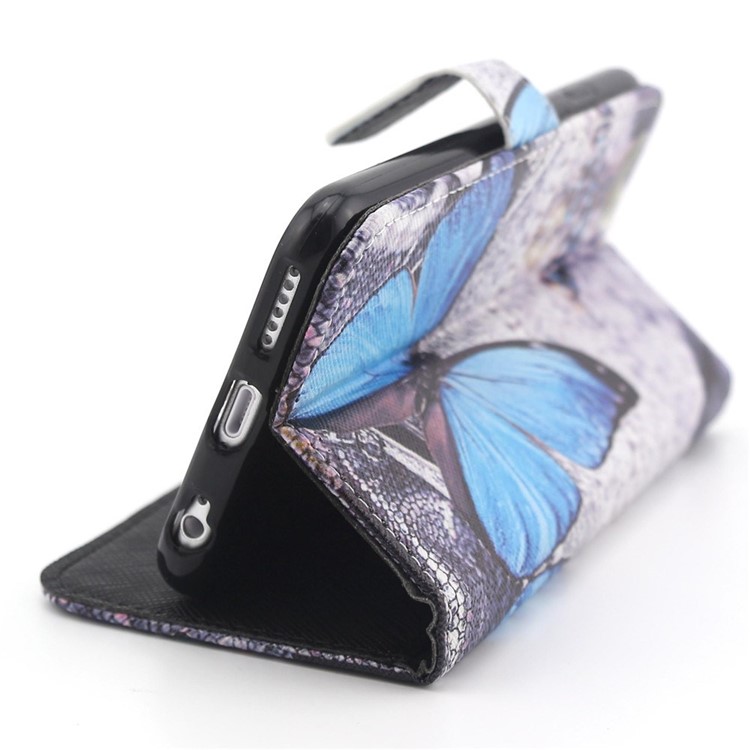 Blue Butterfly PU Leather Protective Case for iPhone 6s / 6-3