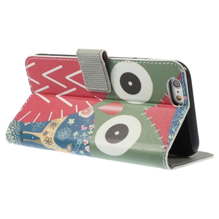 Colorized Owl Leather Wallet Stand Cover for iPhone 6s / 6 4.7 inch-6