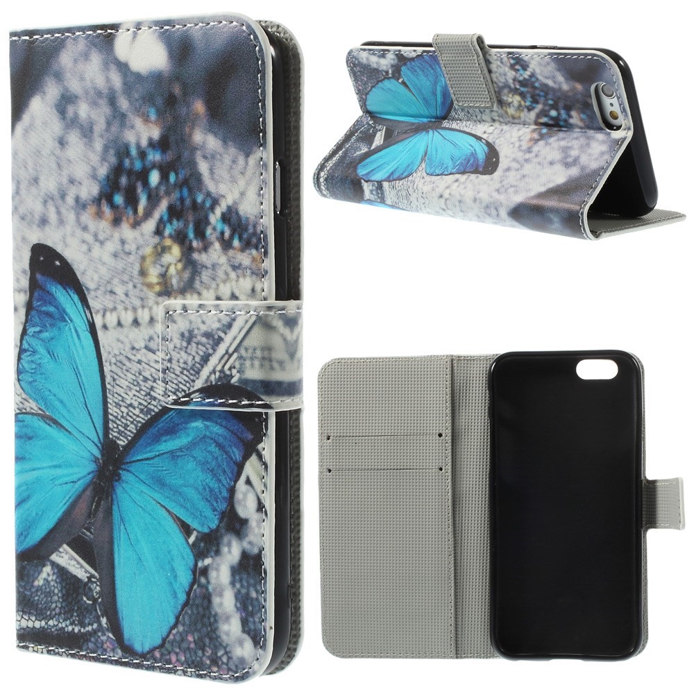 Coque de Couvercle de Support de Portefeuille en Cuir de Papillon Vif Pour Iphone 6s / 6 4,7 Pouces