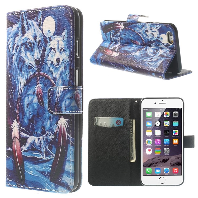

Two Wolves Wallet Leather Stand Case for iPhone 6s Plus / 6 Plus, iPhone 6 Plus 5.5 inch