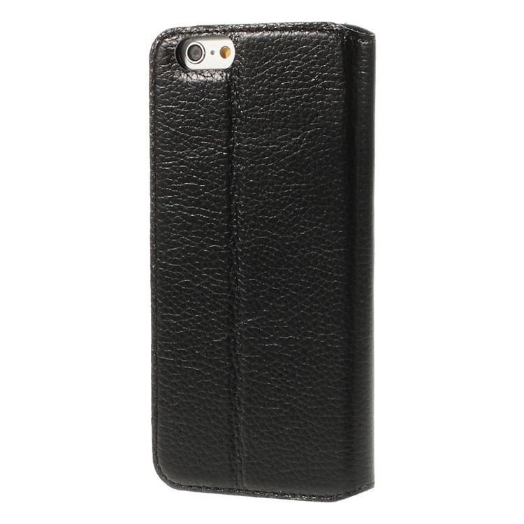 Doormoon Window View Litchi Texture Genuine Leather Stand Case for iPhone 6s 6 - Black-2