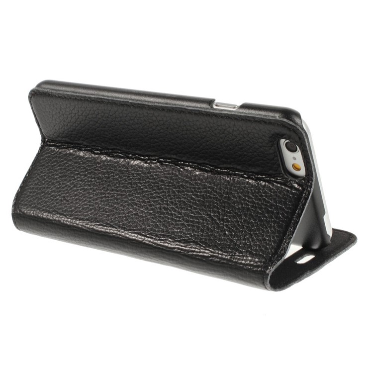 Doormoon Window View Litchi Texture Genuine Leather Stand Case for iPhone 6s 6 - Black-5